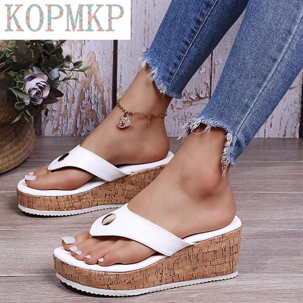 

sandals 2021 summer women fashion flip flop vintage wedge shoes woman casual female beach kopmkp lady, Black