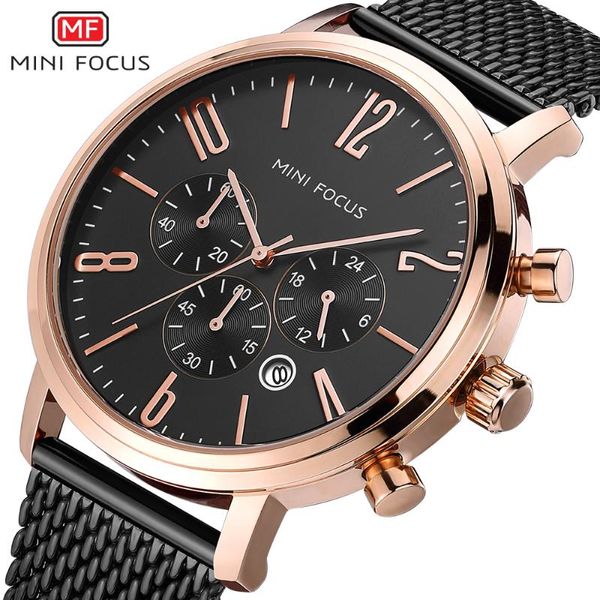 

wristwatches mini focus 2021 design wrist watches men minimalist business date display black mesh band fashion casual male watc, Slivery;brown