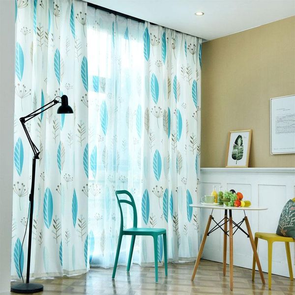 

curtain & drapes season printed leaf living room window semi-shading home decoration curtains and tulle can be customized other sizes