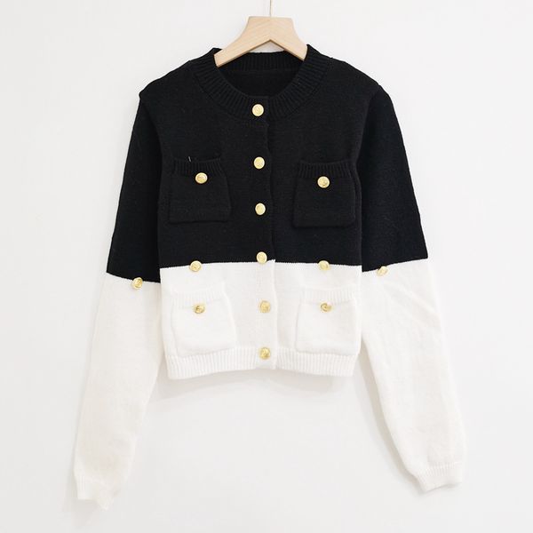

1218 2022 runway autumn brand same style sweater cardigan long sleeve crew neck fashion womens clothes womens jinniu, White;black