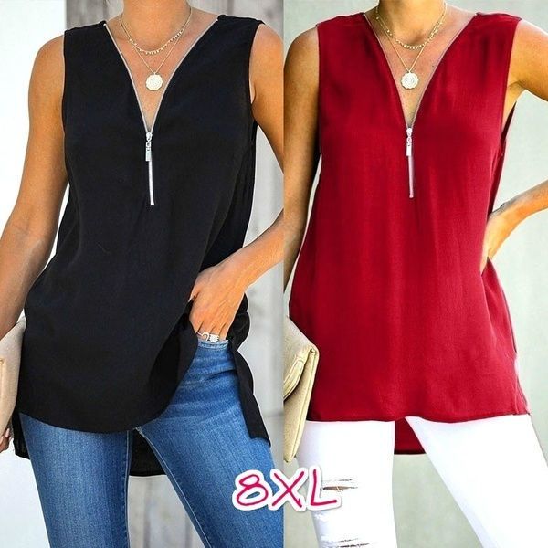 

plus size fashion summer clothes womens casual solid color off shoulder camisoles loose t-shirts deep v-neck blouses ladies chiffon shirts, White