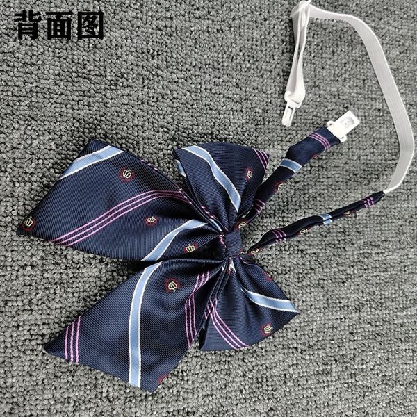 

3dIW crown jk tie stripe bow bank butterfly jacquard jacquardprofessional uniform student wine red bow ties navy, Black;gray
