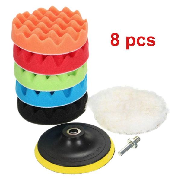 

care products 8 pcs 3" buffing pad car sponge polishing kit abrasive polisher drill adapter waxing tools accessory for