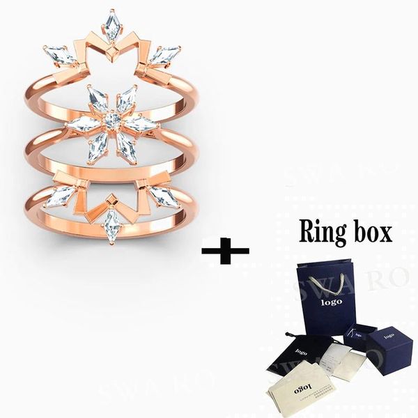 

cluster rings swa 2021 beautifully designed magic ring, charming snowflake pattern jewelry is the most romantic gift for girlfriend, Golden;silver
