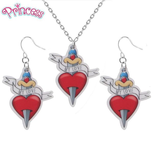 

earrings & necklace 2021 fashion girls kids gift jewelry heart my love arrow earring pendant short chain xmas wholesale 68, Silver