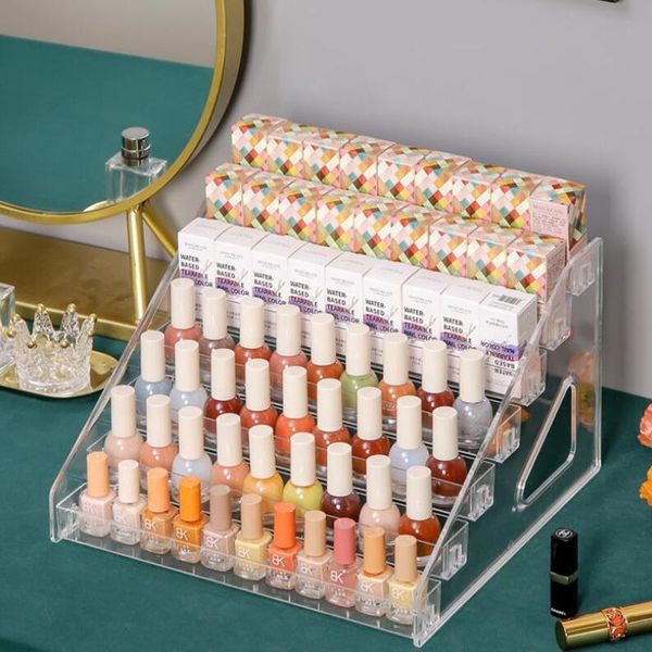

hooks & rails 3/4/5/6/7 layers nail polish display stand clear cosmetic varnish rack holder essential oil bottle organizer storage