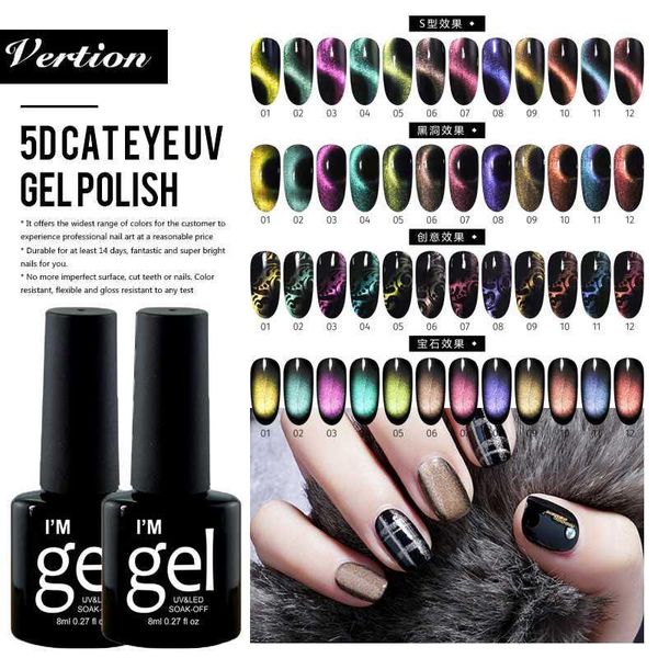 

verntion 9d galaxy cat eye nail gel chameleon magnetic soak off uv color varnish 5d 8ml semi permanent manicure lacquer1, Red;pink