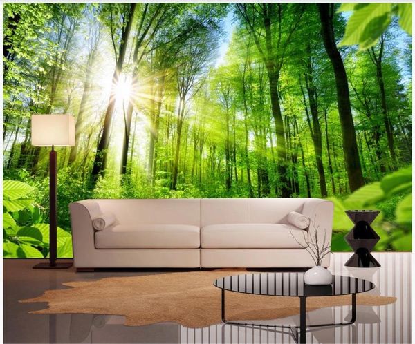 

wallpapers custom po wallpaper 3d murals for walls 3 d sunny forest big tree natural scenery living room tv background wall