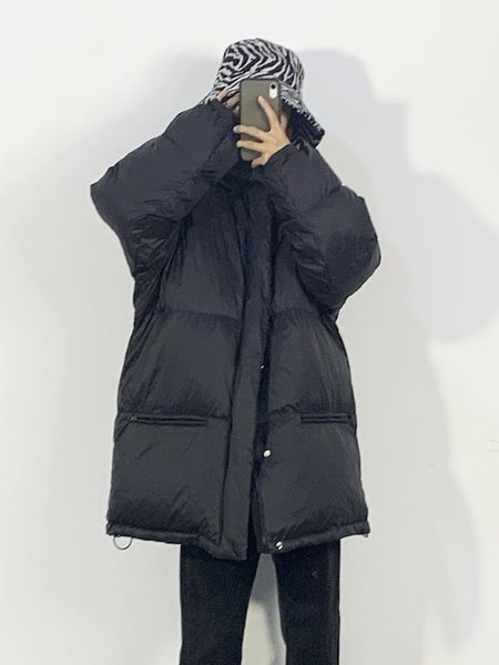 

women's down & parkas white jacket mid-length winter 2021 casual loose duck, Black