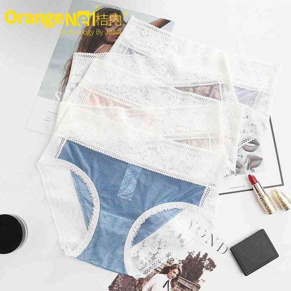 

high waist large size lace ice cut out women's underwear comfortable breathable women's triangle underwear, Black;pink