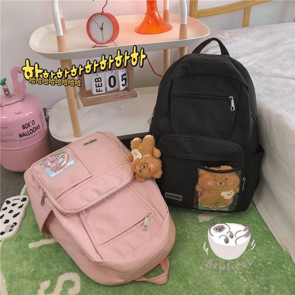 

school bags korean style 2021 fashion backbags for women nylon waterproof backpacks large capacity with many pockets