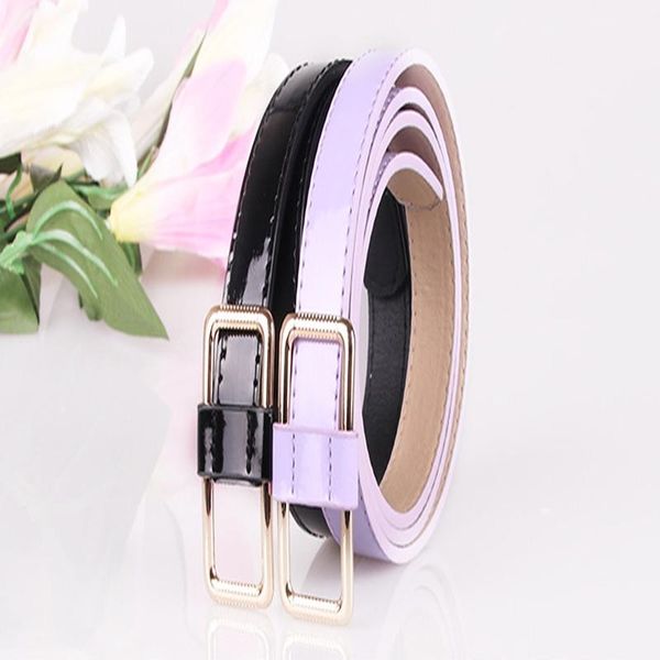 

leather belts thin skinny waistband adjustable belt candy colors sweetness women female for dress, Black;brown