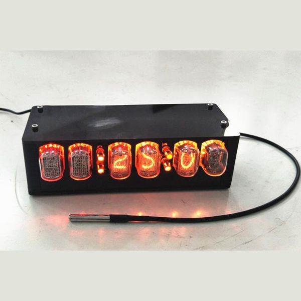 

desk & table clocks in12 glow tube adn in1 electronic retro clock,196x90x58mm dc12v automatic on/off clock diy kit,f19299