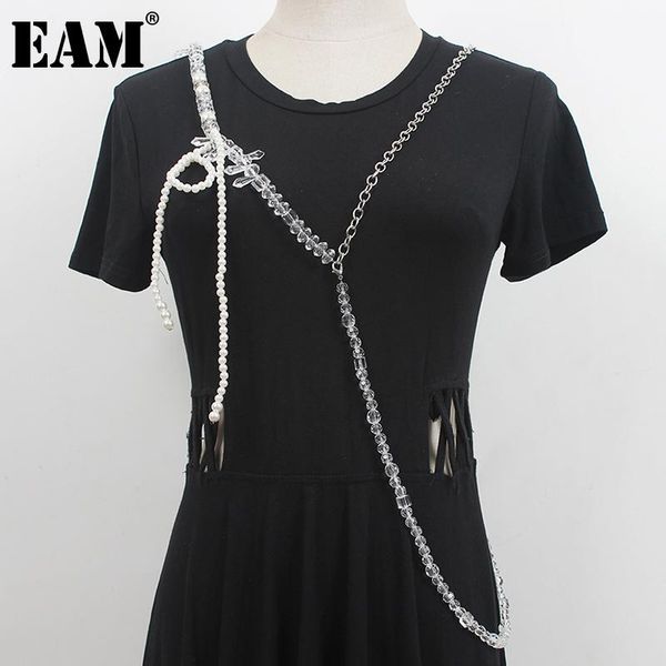 

belts [eam] white pearl metal crystal split joint elegant belt personality women fashion tide all-match spring autumn 2021 1dd7961, Black;brown