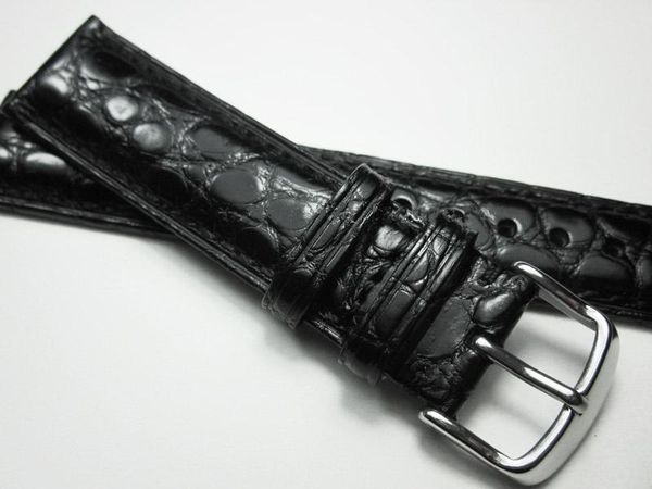 

watch bands crocodile alligator skin genuine leather watchband belt strap bracelets for 18/19/20/21/22mm thin wristband, Black;brown