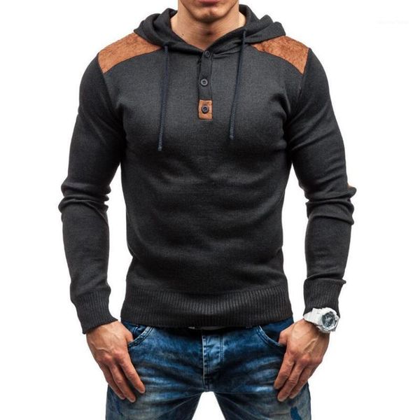 

men's hoodies & sweatshirts men autumn slim fit fashion pu shoulder design hooded streetwear man male hipster, Black