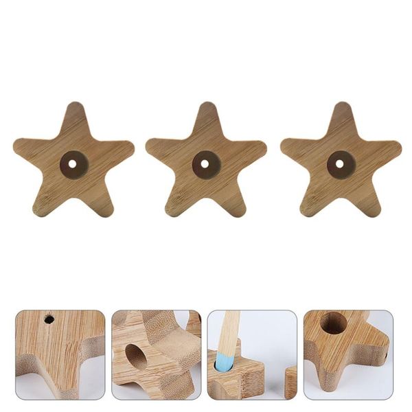 

3pcs toothbrush storage racks bathroom organizers with bamboo base for home holders