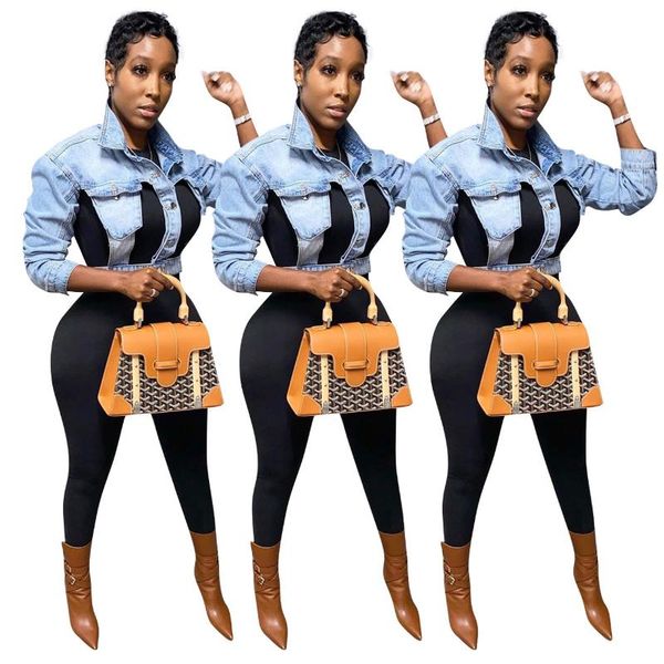 

women's jackets fnoce 2021 jeans fashion trends street casual nightclub long sleeve extra short denim coat and, Black;brown