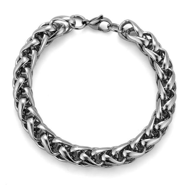 

link, chain 10mm vintage punk simple steel bracelets men accessories titanium bracelet for jewelry pulseras hombre msb-09, Black