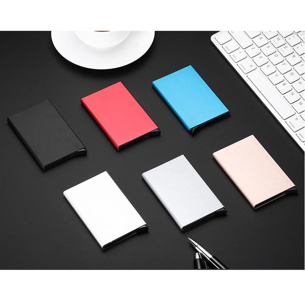 

card holders 50pc mix solid colors metal automatic up wallet, Brown;gray