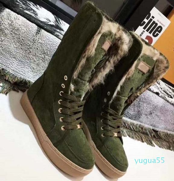 

classics winter snow boots real fur slides leather waterproof warm knee high boot fashion booties 1620, Black