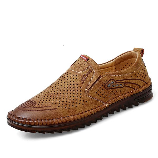 

dress shoes men's leather or summer moccasins, casual, breathable shoes for men ubdt, Black