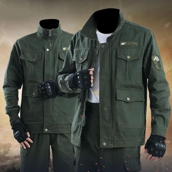 

jogging clothing 2 pcs/set men overalls dirt-proof wear resistant multi-pockets soft coat suit for welding, Black;red