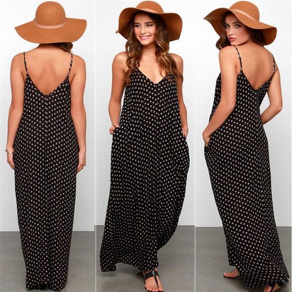 

womens dresses woman summer off shoulder boho long maxi holiday party eevening beach sun dress plaid black v neck, Black;gray