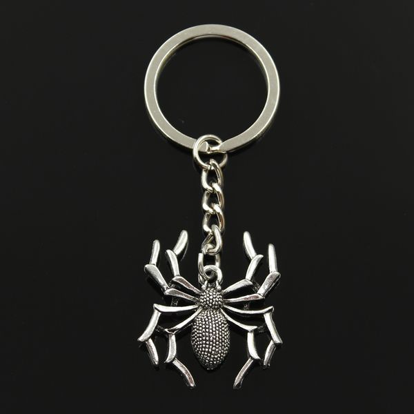 

fashion 30mm key ring metal key chain keychain jewelry antique bronze silver color plated spider halloween 35x32mm pendant