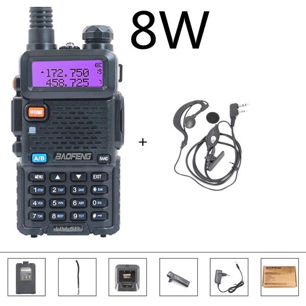 

walkie talkie baofeng two-way radio uv 5r black powerful 128ch 5w 8w vhf uhf 136-174mhz & 400-520mhz