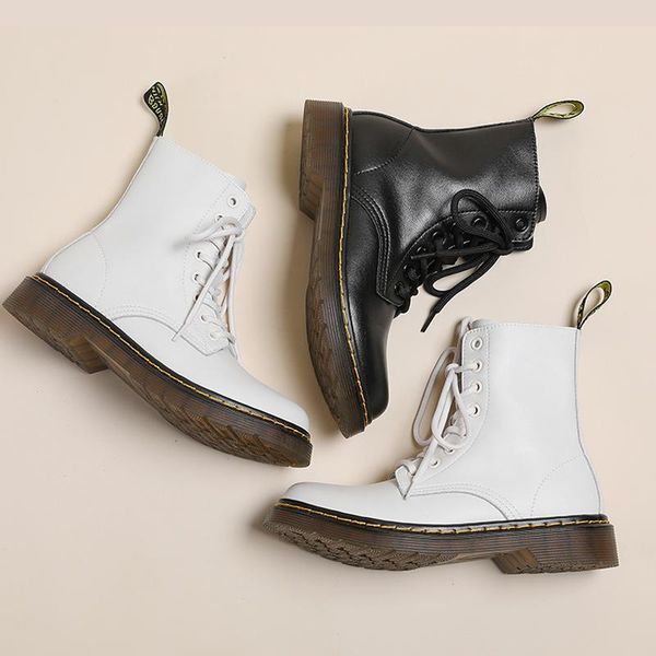 

boots genuine leather women shoes high fashion winter warm snow fur motorcycle couple platform ankle, Black