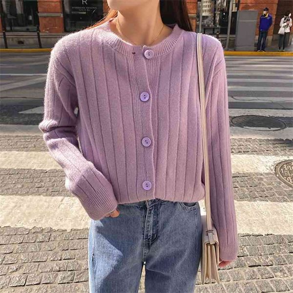 

foridol knitted solid cardigans sweater women button up casual autumn purple sweater cardigans jumper spring 210415, White;black
