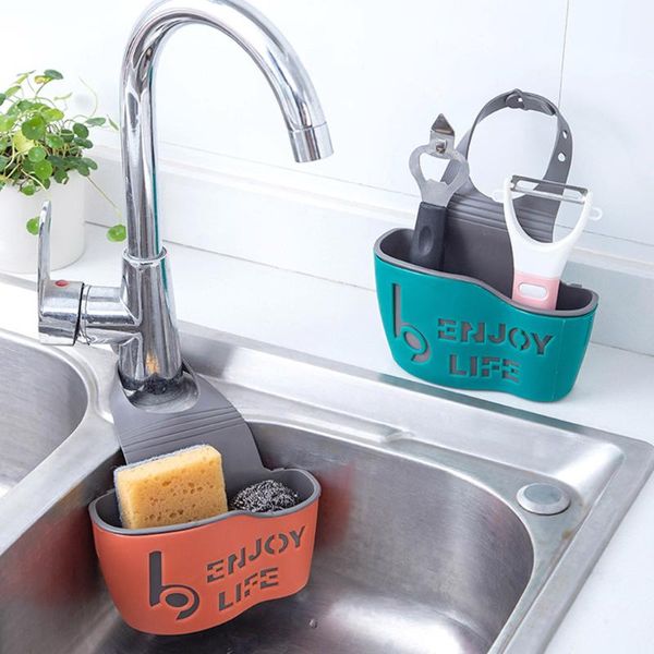 

kitchen multipurpose adjustable sink drain bag basket home punch-dish sponge storage rack organizing holder tools accessory & organizat