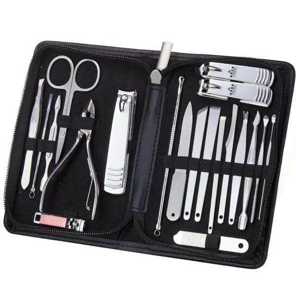 

6/10/14/20 pcs manicure set stainless steel nail clipper kit pedicure scissor tweezer ear pick care grooming tool sets art kits