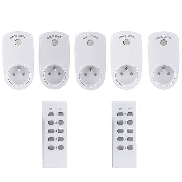 

smart power plugs esplenty plug 433mhz remote control wireless outlet light switch france standard (5 socket+2 remote)