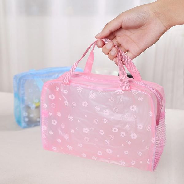 

storage bags pvc waterproof bag flower transparent cosmetic travel bath toiletry makeup
