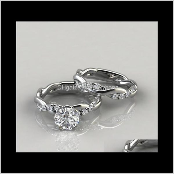 Anelli a fascia Drop Delivery 2021 Vendita Twist Set Anello di fidanzamento con diamante intrecciato europeo e bellissimo Gioielli di moda Zis3B