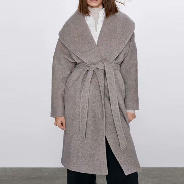 

women's wool & blends kumsvag women winter casual coats 2021 long sleeve turn-down collar female elegant office lady overcoat outerwear, Black