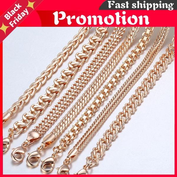 

chains women's necklaces 7pcs/lot 585 rose gold curb weaving necklace for women men fashion jewelry 50cm 60cm cnn1a, Silver