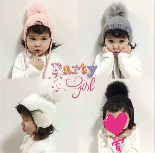 

new children's winter solid color warm soft ball cap wool hat, Blue;gray