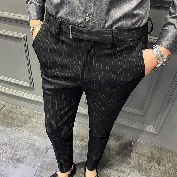 

men's suits & blazers 2021 pantalones hombre spring summer pants men korean slim fit casual streetwear man trousers black gray 28-42, White;black