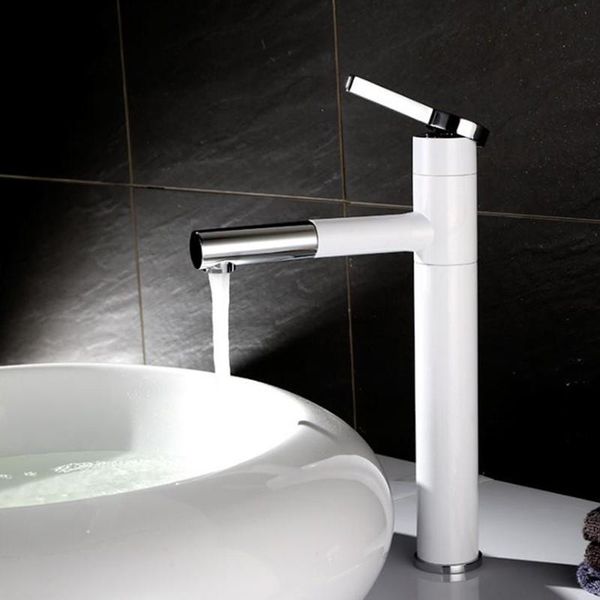 

luxury rotary and cold high basin faucet toilet sink bathroom mixer tap deck mount white faucets