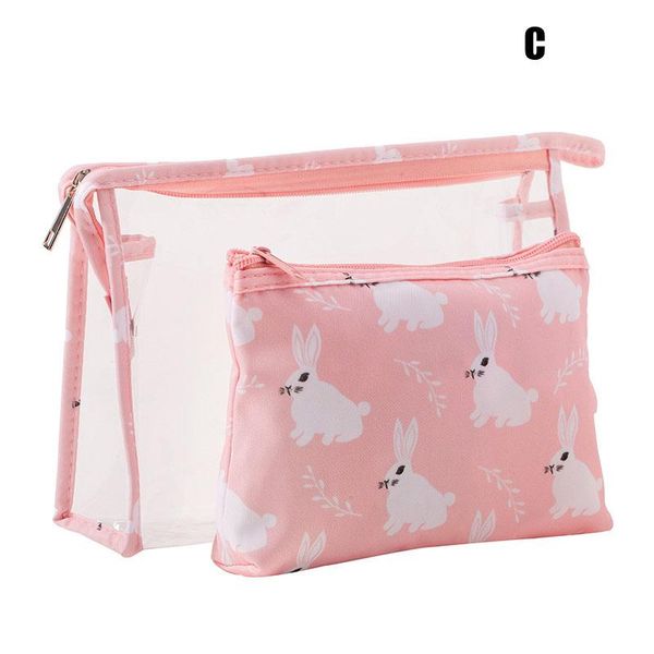 

cosmetic bags & cases 2pcs portable travel makeup organizer large capacity printed toiletry pouch purse jl