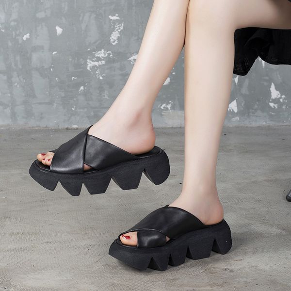 

sandals women's real sole cattle shoes, s6iz, Black