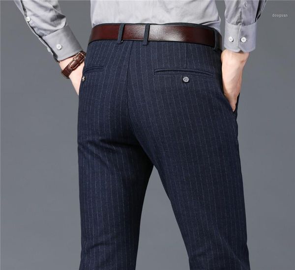 

men's pants 2021 autumn winter casual striped business high-quality fashion trousers men clothes, Black