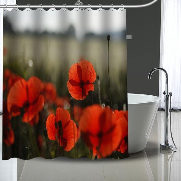 

custom poppy shower curtains bath products bathroom decor waterproof polyester with 12 pcs hooks