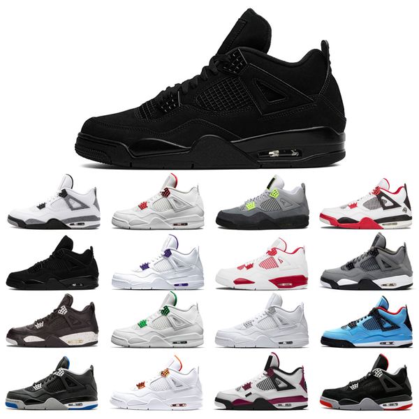 

man's basketball shoes 4s high black cat court purple university red alternate motorsport orange metallic white cement cool grey pine g