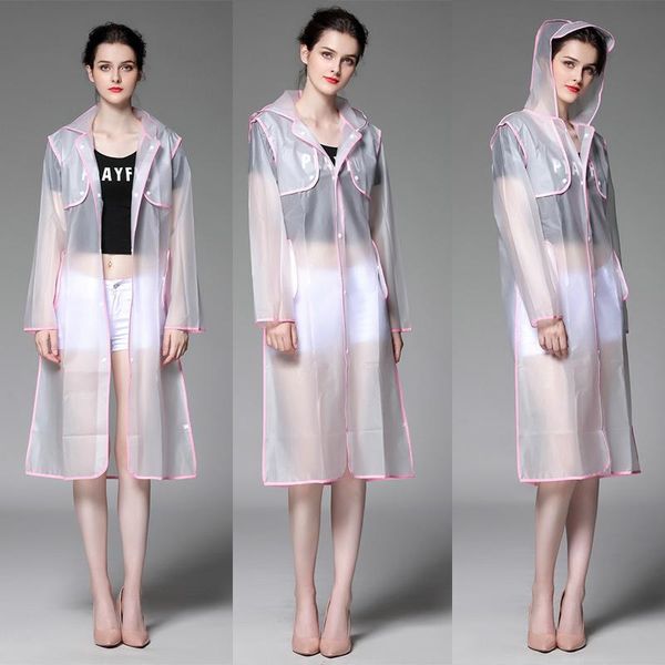 

raincoats women eva poncho raincoat with hat waterproof long tranparent rain coat r4t1