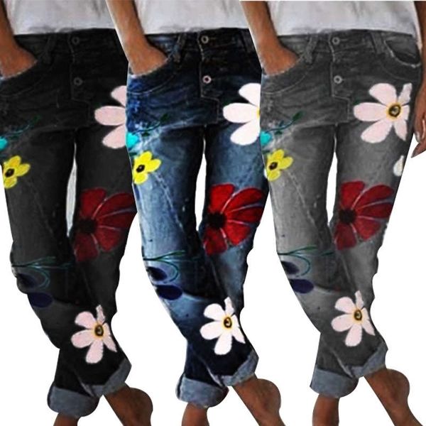 

women's jeans summer selling printed slim denim pants 7z0k, Blue