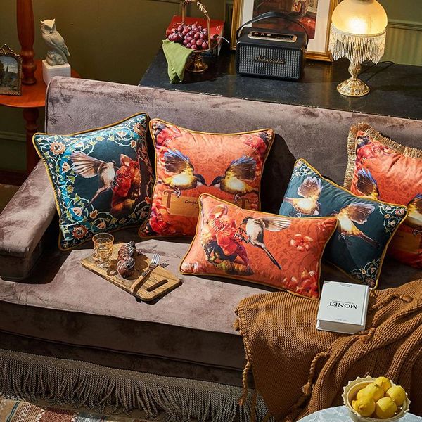 

cushion/decorative pillow 30x50cm/45x45cm luxury velvet cushion cover retro bird pattern throw pillowcase sofa chair car waist home decor